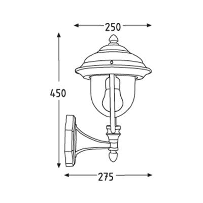 LANTERNA CUPOLA+BRACCIO E27 100W LORENA